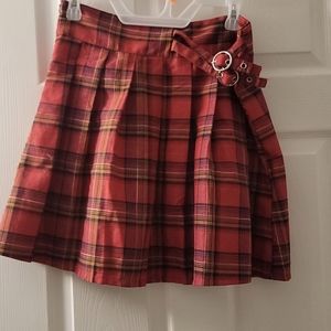 Red plaid skirt